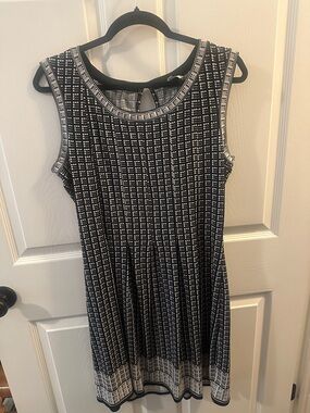Max Studio Black & White Sleeveless Knit A-Line Dress